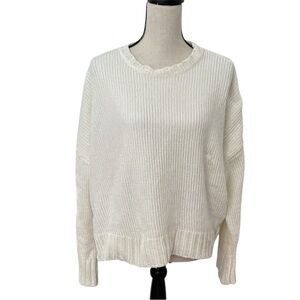 Show Me Your MuMu Cream Ribbed Jesse Chenille Knit Sweater Split Side Hem Soft S